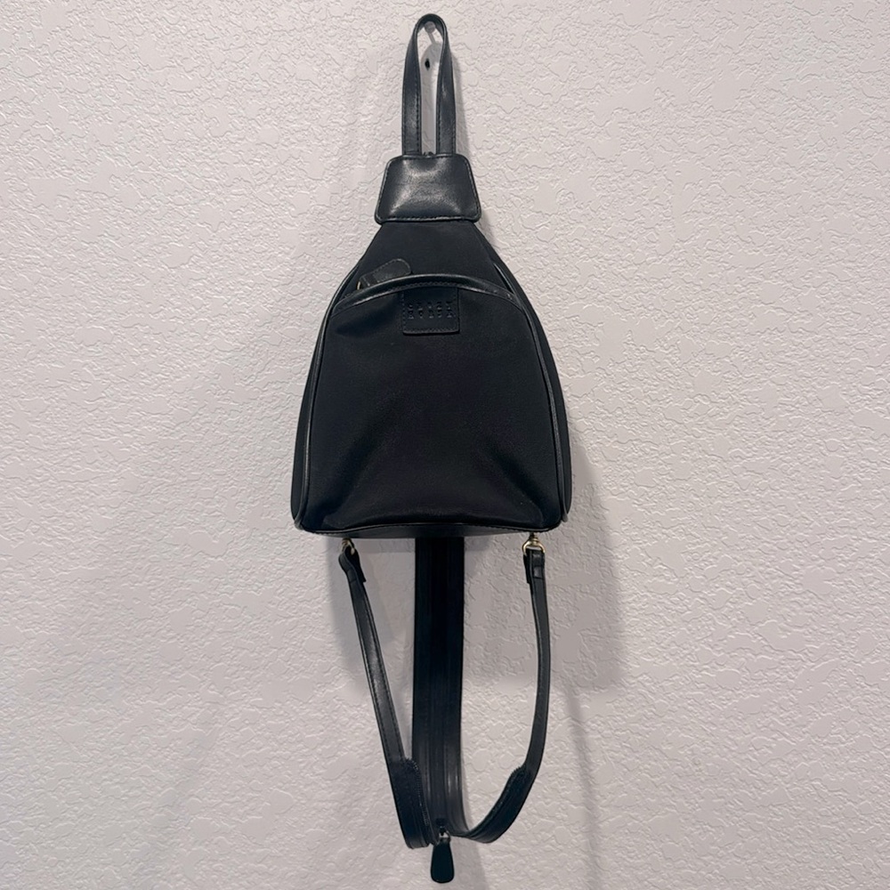 Vintage Liz Claiborne Crazy Horse Mini Black Backback